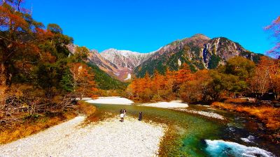 梓川と穂高連峰