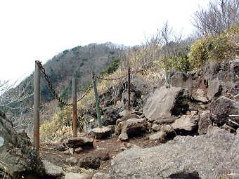 鎖を伝って慎重に